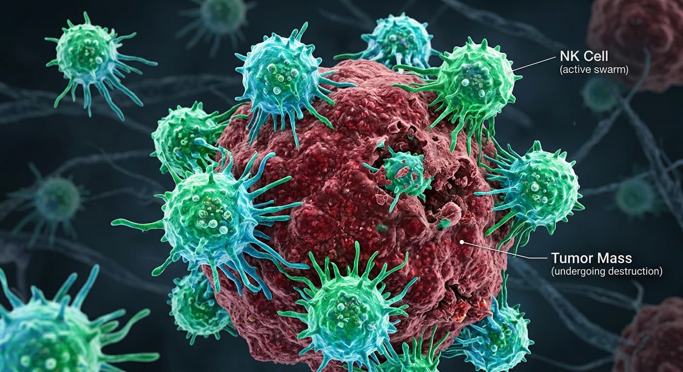 3D NK-cell visualization attacking a tumor mass